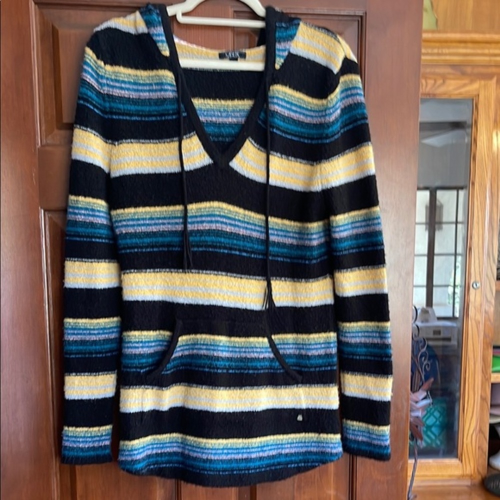 MATIX Striped Hooded Sweater - Black, Yellow, Blue